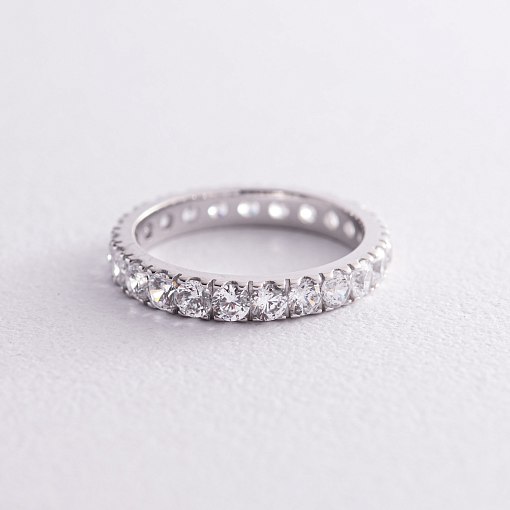 Каблучка з доріжкою каменів в білому золоті (фіаніти) к07390 3