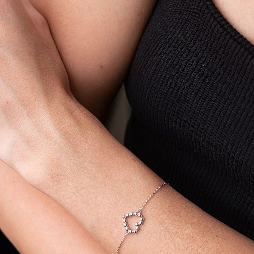 Браслет "Влюбленное сердце" в белом золоте б04469 11