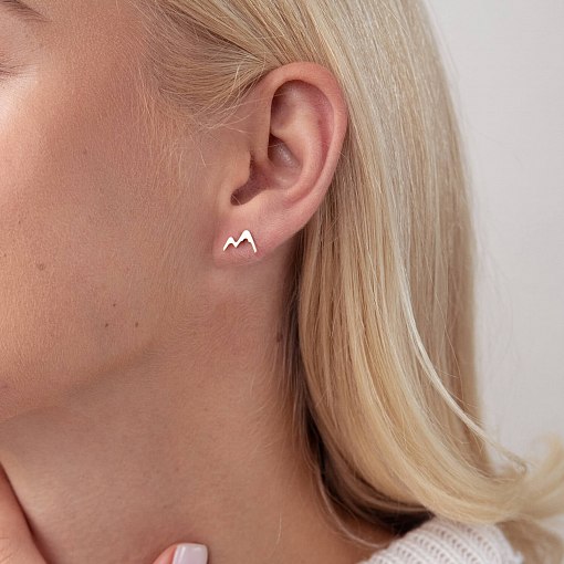 Серьги - пусеты "Горы" в желтом золоте с07573 2