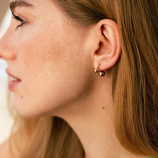 Серьги "Шарики" в красном золоте с08255 2