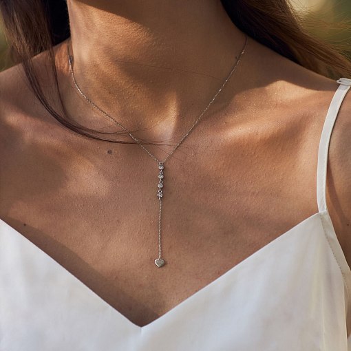 Колье из белого золота с фианитами кол01515 8