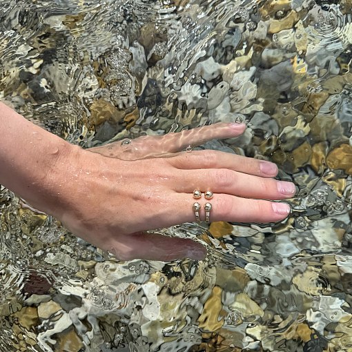 Кольцо "Шарики" в желтом золоте к08246 7