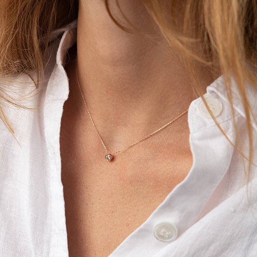 Кольє з одним фіанітом (червоне золото) кол02276 2