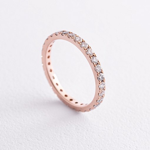 Каблучка в червоному золоті з діамантами 220962421