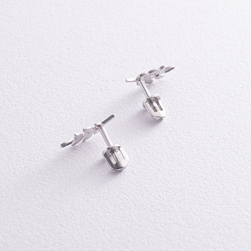 Серьги - пусеты "Веточки" в белом золоте с07014 4