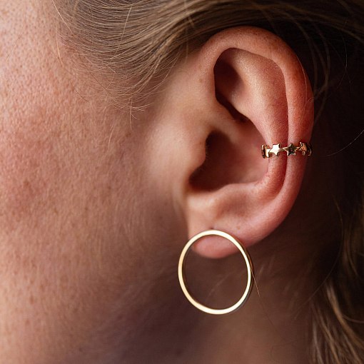 Серьга - каффа "Звездочки"  в красном золоте с08027 3