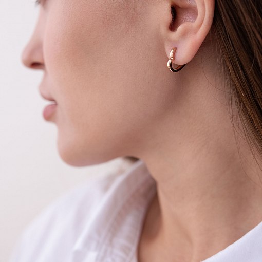 Серьги "Сердечки" в красном золоте с07423 2