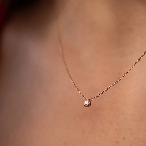 Золоте кольє з одним каменем (діамант) колб0114di 4