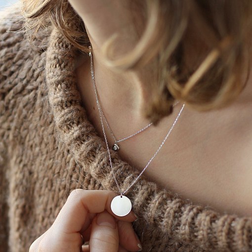 Подвійне золоте кольє з монеткою і фіанітом кол01588 5