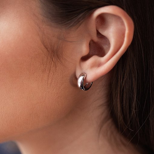 Серьги - кольца в белом золоте с08199 2