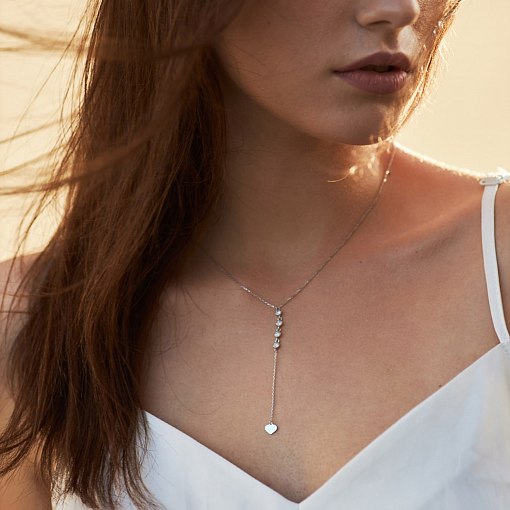 Колье из белого золота с фианитами кол01515