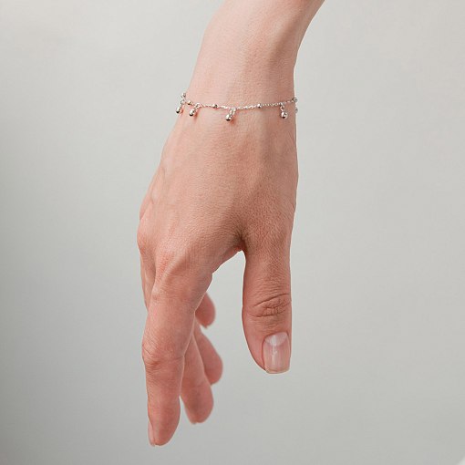 Браслет "Шарики" в белом золоте б05592 2