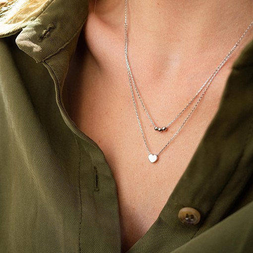 Двойное золотое колье "Шарики и сердечко" кол02313 2