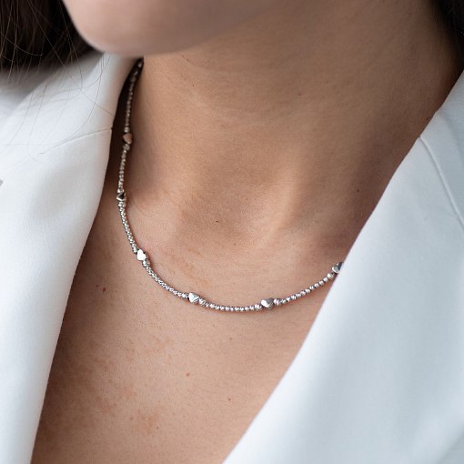 Золотое колье с сердечками кол01372 4