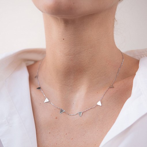 Колье Лучи солнца в белом золоте кол01456 4