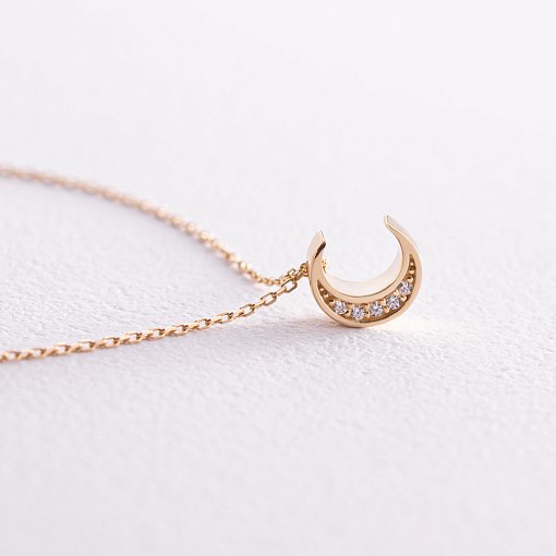 Колье "Луна" с фианитами (желтое золото) кол02312 4