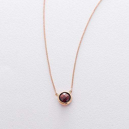 Кольє з піропом в червоному золоті кол01179