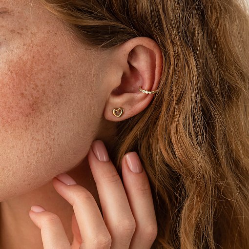 Серьги-пусеты "Сердечки" в желтом золоте с06947 7