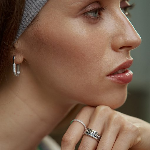 Золотое кольцо "Sharon" с черными фианитами к08301 12