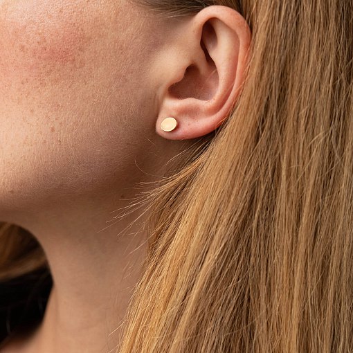 Серьги - пусеты Овальные в желтом золоте с06224 2