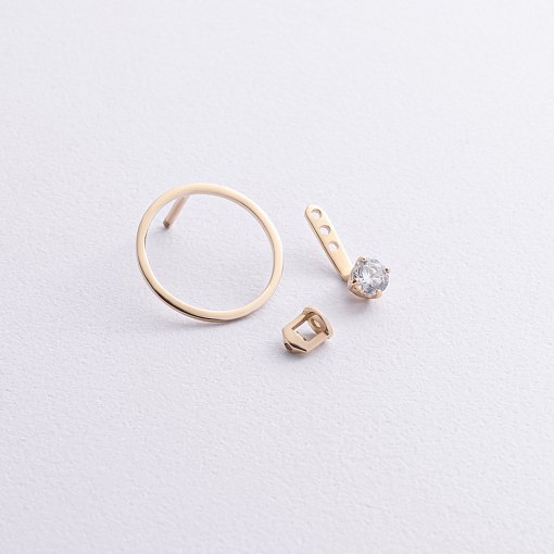 Серьги - джекеты "Greys" в желтом золоте (фианиты) с09069 4