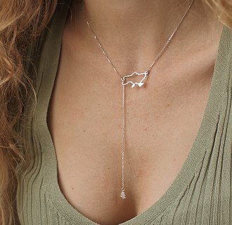 Золотое колье - галстук "Карта Украины" (куб. цирконий Swarovski в форме сердца) ?4050б №5