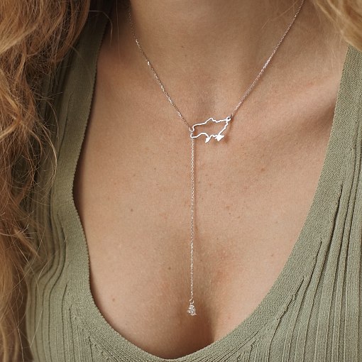 Золотое колье - галстук "Карта Украины" (куб. цирконий Swarovski в форме сердца) ?4050б 5