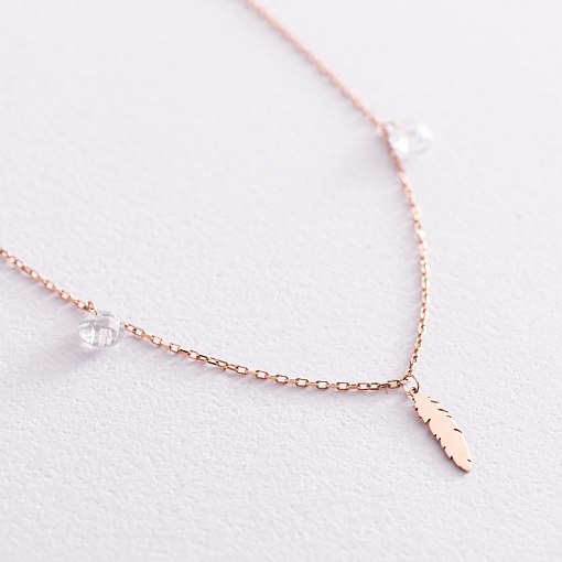 Золотой браслет "Перышки" на ногу (фианиты) б04795 4