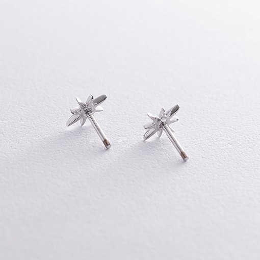 Золотые серьги - пусеты "Звезды метеориты" с фианитами с08596 7