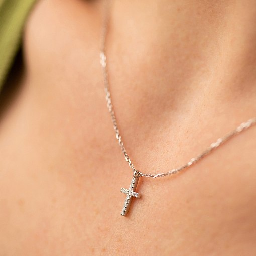 Колье "Крестик" в белом золоте (бриллианты) колб0134м 4