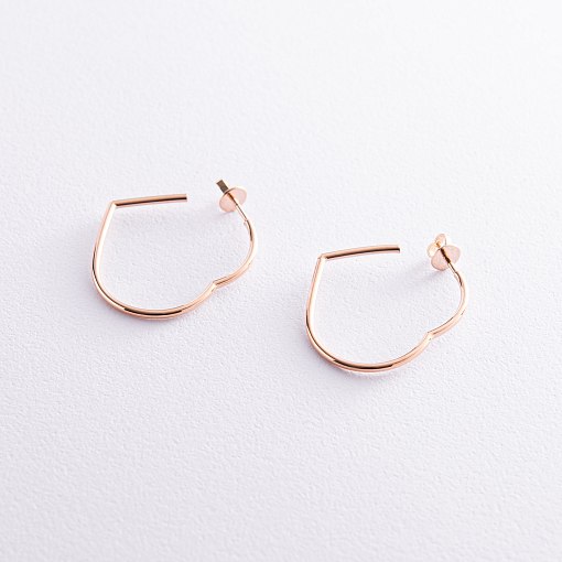 Золотые серьги - пусеты "Сердечки" с07961 6