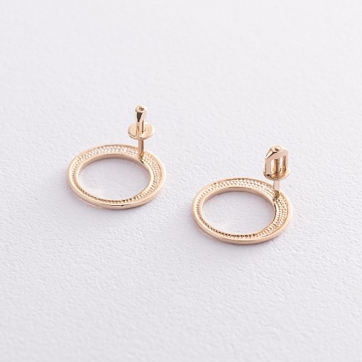 Серьги - пусеты "Орбита" в желтом золоте с07348 2