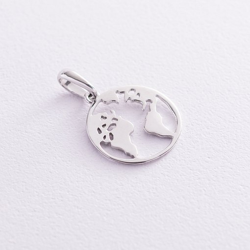 Подвеска "Планета Земля" в белом золоте п03460