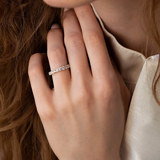 Каблучка з доріжкою каменів в жовтому золоті (фіаніти) к07389 8