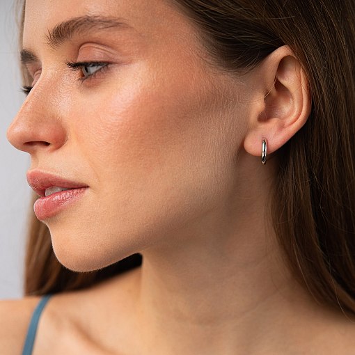 Серьги - кольца "Milley" в белом золоте с08881 4