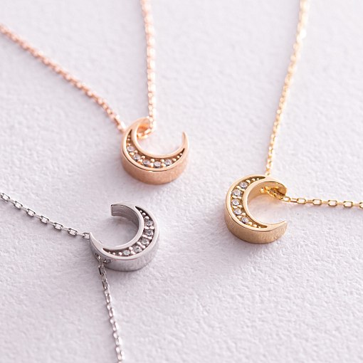 Колье "Луна" с фианитами (желтое золото) кол02312 3