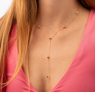 Колье 2 в 1 "Шарики" в желтом золоте кол01980 №4