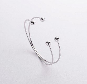 Жесткий браслет "Шарики" (белое золото) б05580