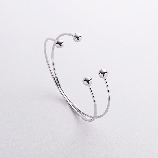 Жесткий браслет "Шарики" (белое золото) б05580