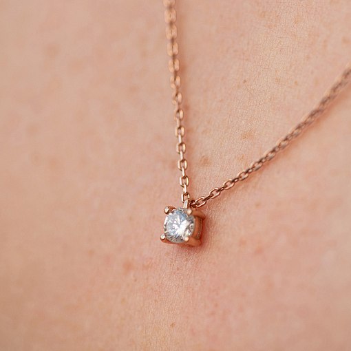 Золоте кольє з одним каменем (діамант) колб0113di 4