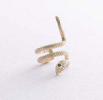 Серьга - каффа "Змея" в желтом золоте с08667 №3