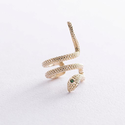 Серьга - каффа "Змея" в желтом золоте с08667 3