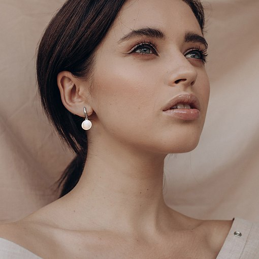 Серьги "Монетки" из белого золота с06395 3