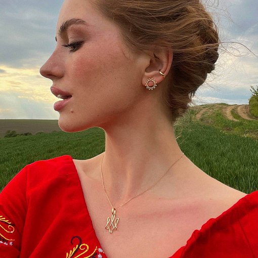 Золотые серьги - пусеты "Солнце" с07856 7