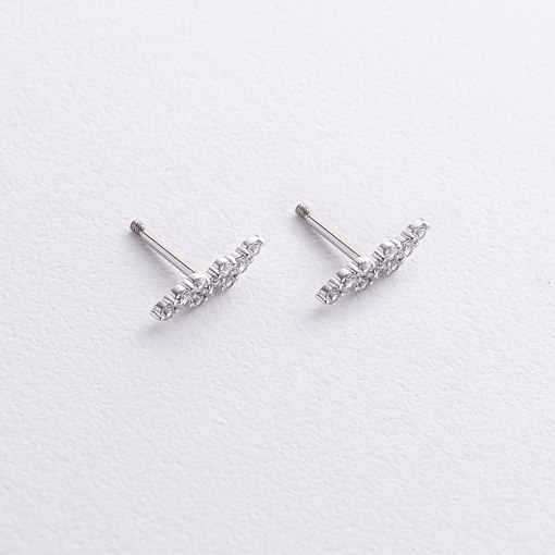 Серьги - пусеты "Carla" с фианитами (белое золото) с09129 5