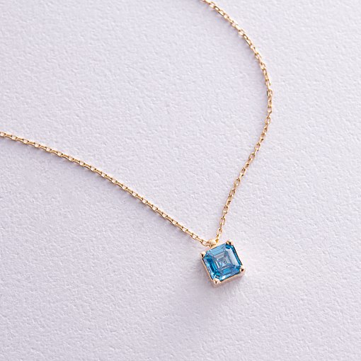 Золотое колье "Альма" (голубой фианит) кол02369 10