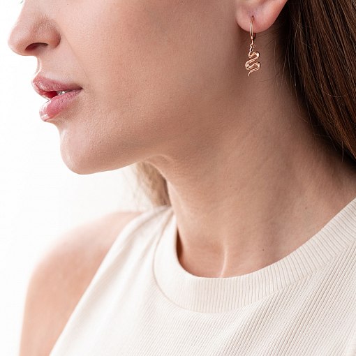 Золотые серьги - пусеты "Змеи" с07327 2