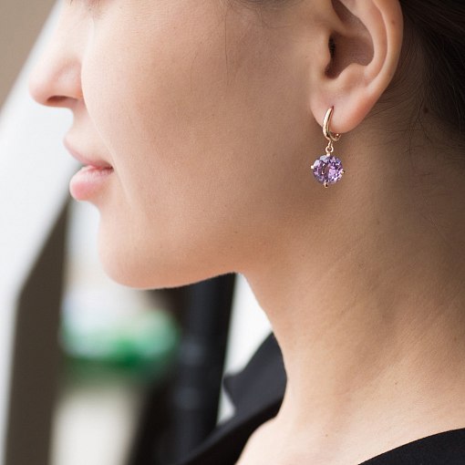 Золотые серьги "Влечение" с аметистом с05299 11