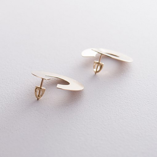 Серьги-пусеты Головокружение из желтого золота (блестящие) с06490 3