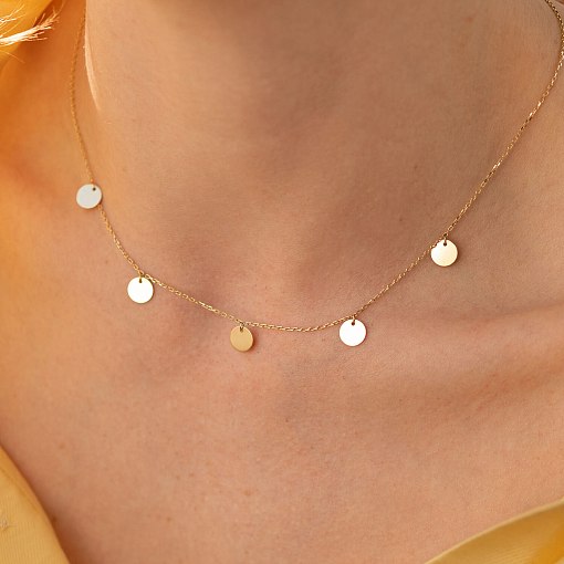 Золоте кольє-чокер з монетками 5 шт кол01432 5